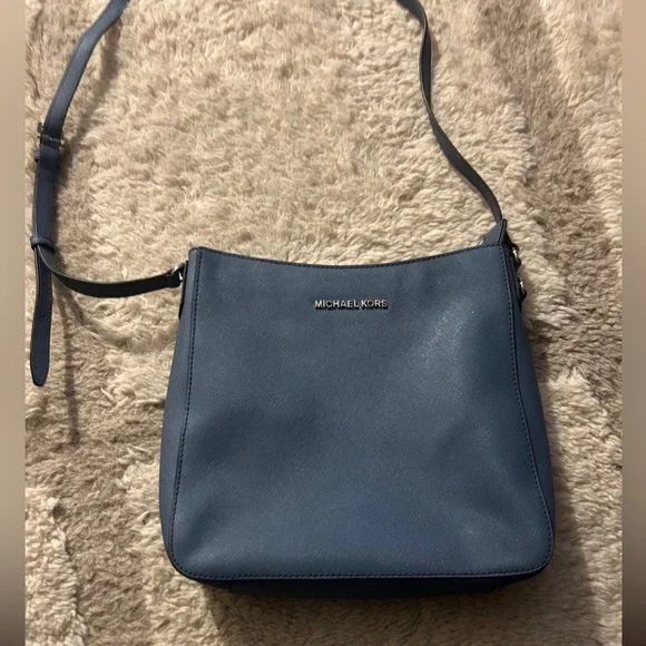NWT Michael Kors Jet Set Travel Large Messenger Denim Blue - Picture 2 of 12